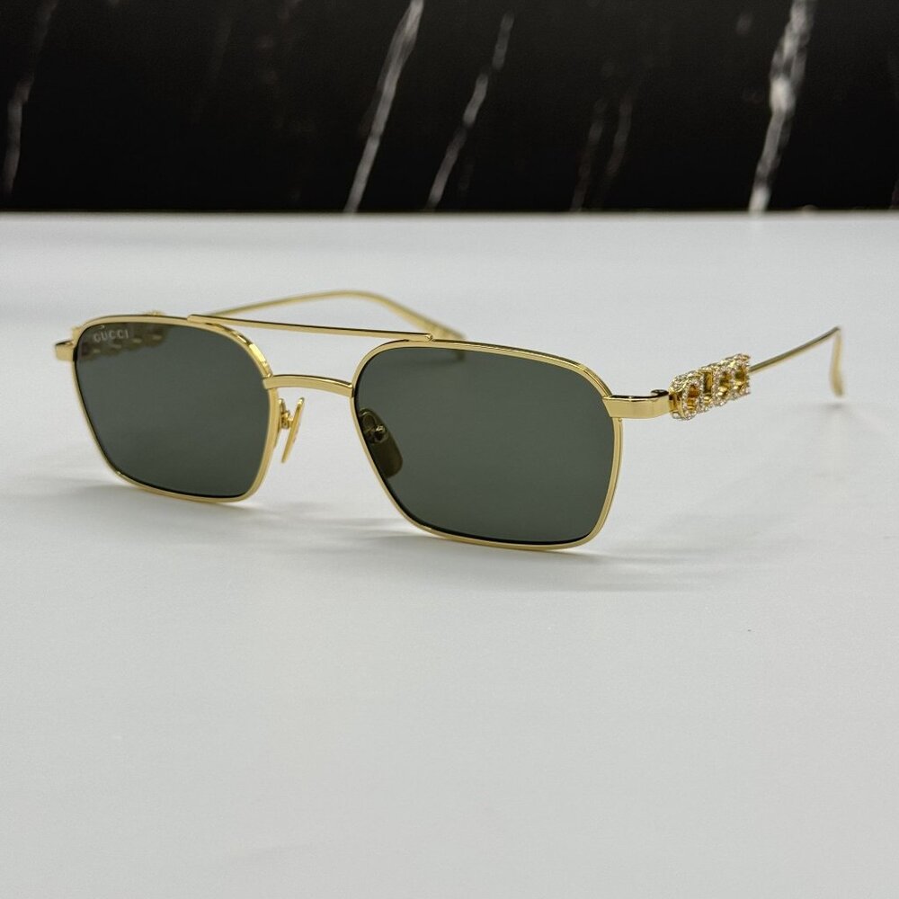 NEW GUCCI SUNGLASSES GOLD UNISEX EYEWEAR GUCCI GG1804S 001 - Picture 2 of 13